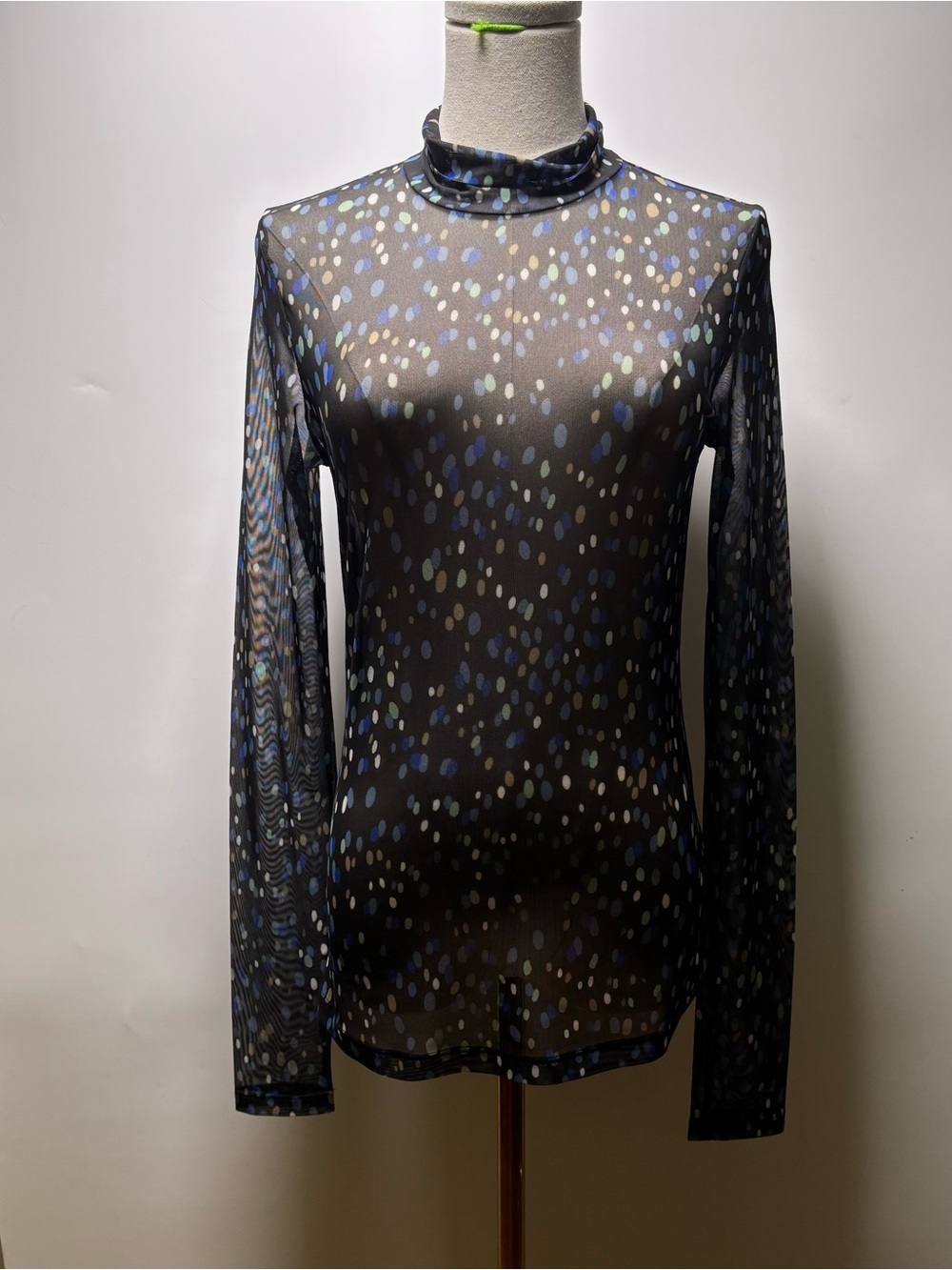 & Other Stories Black Sheer Mock Neck Top Size 2